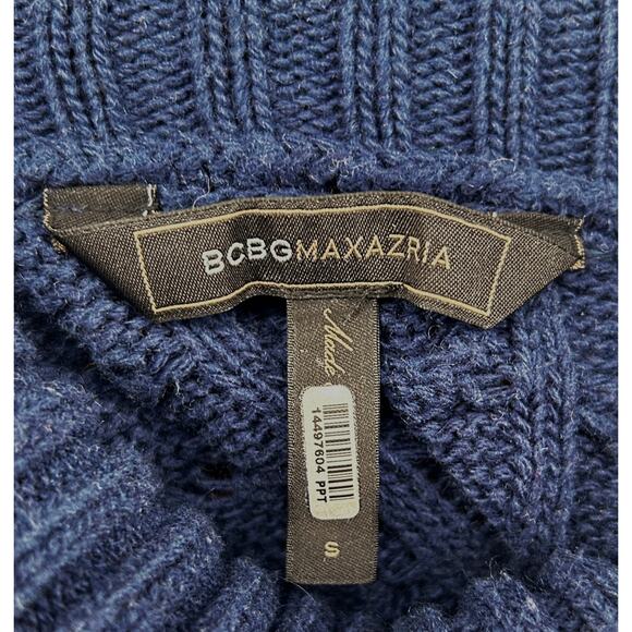 Vintage Y2K BCBG Cable Knit Sweater Dress Womens Euro Turtleneck Navy Blue Small - Picture 8 of 10